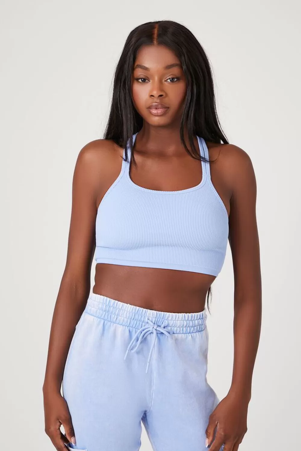 Activewear>Forever 21 Seamless Strappy Sports Bra Blue Moon
