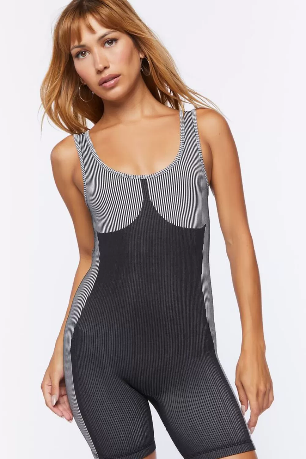 Rompers + Jumpsuits>Forever 21 Seamless Striped Romper White/Black