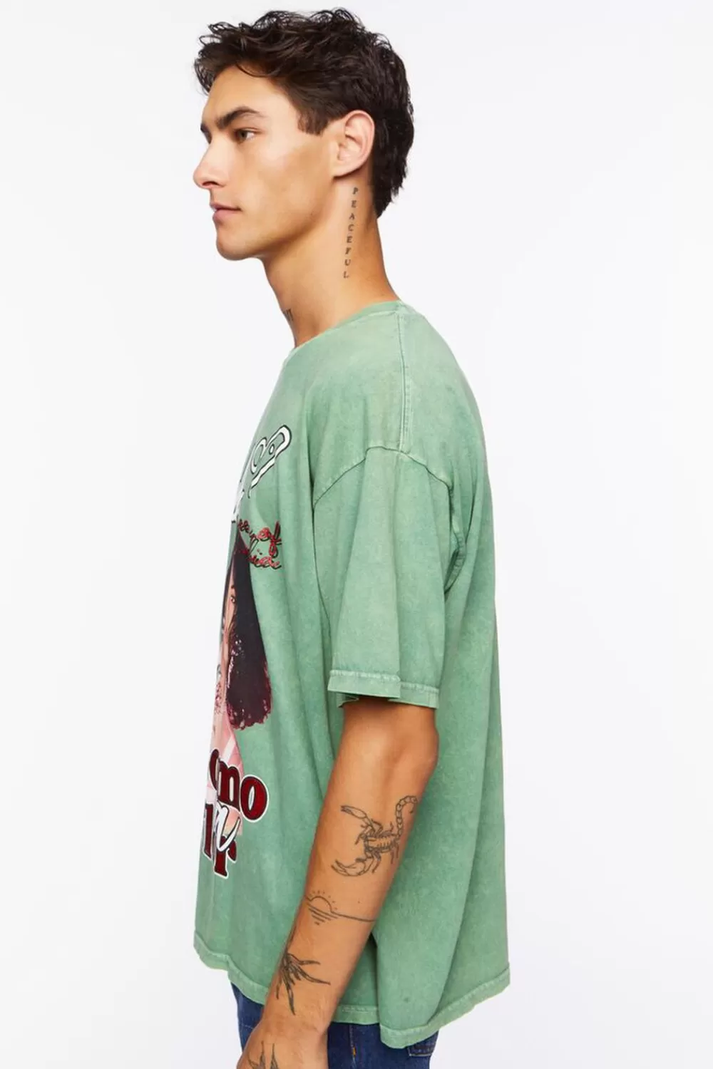 Graphic Tees>Forever 21 Selena Oil Wash Graphic Tee Teal/Multi