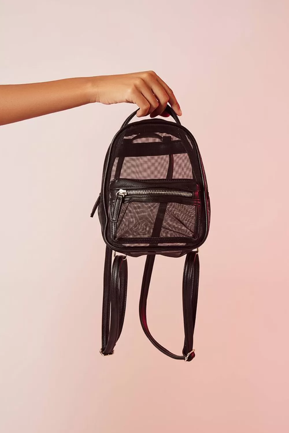 Bags + Backpacks>Forever 21 Semi-Sheer Mini Backpack Black