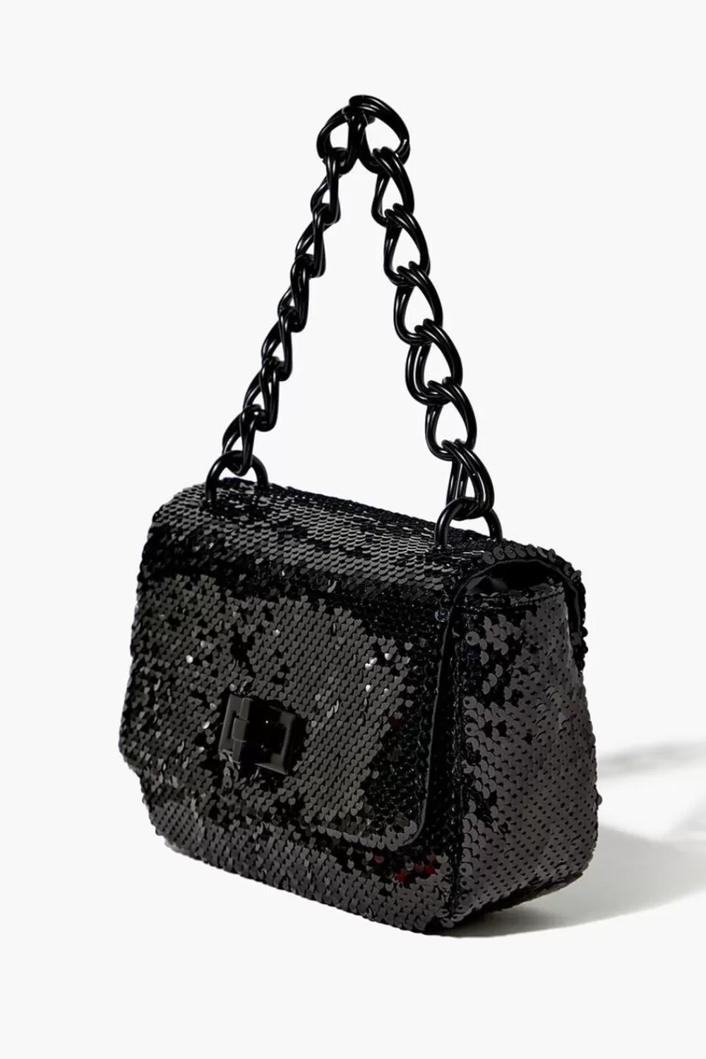 Bags + Backpacks>Forever 21 Sequin Chain Handbag Black