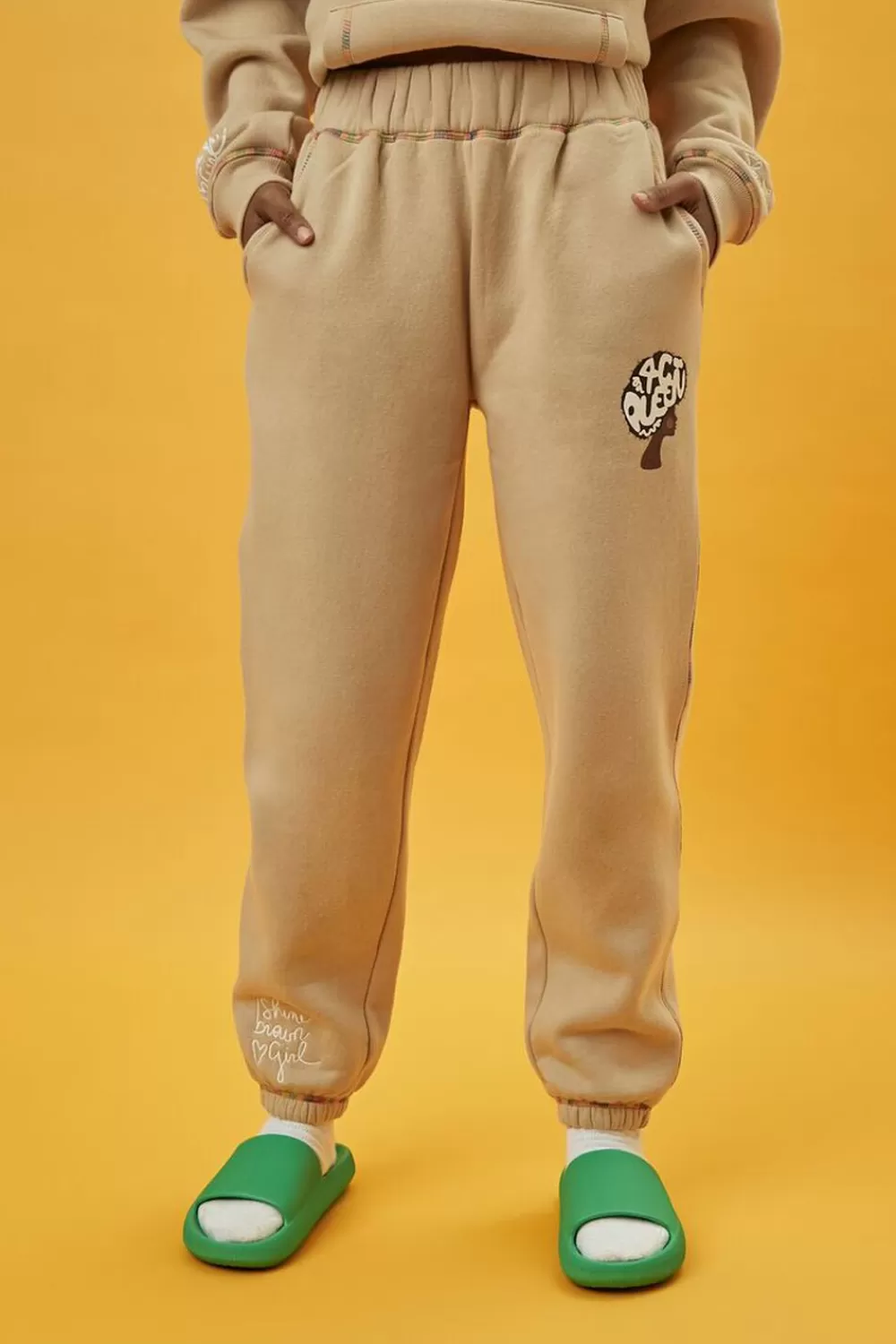 Bottoms>Forever 21 Shae Anthony Fleece Joggers Taupe/Multi
