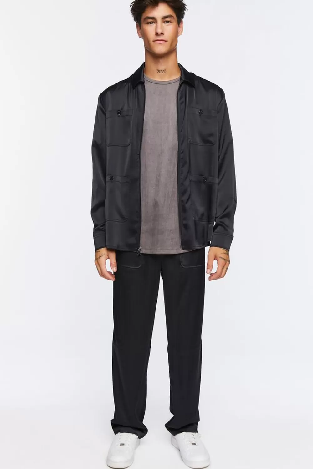 Bottoms>Forever 21 Sheeny Drawstring Trousers Black