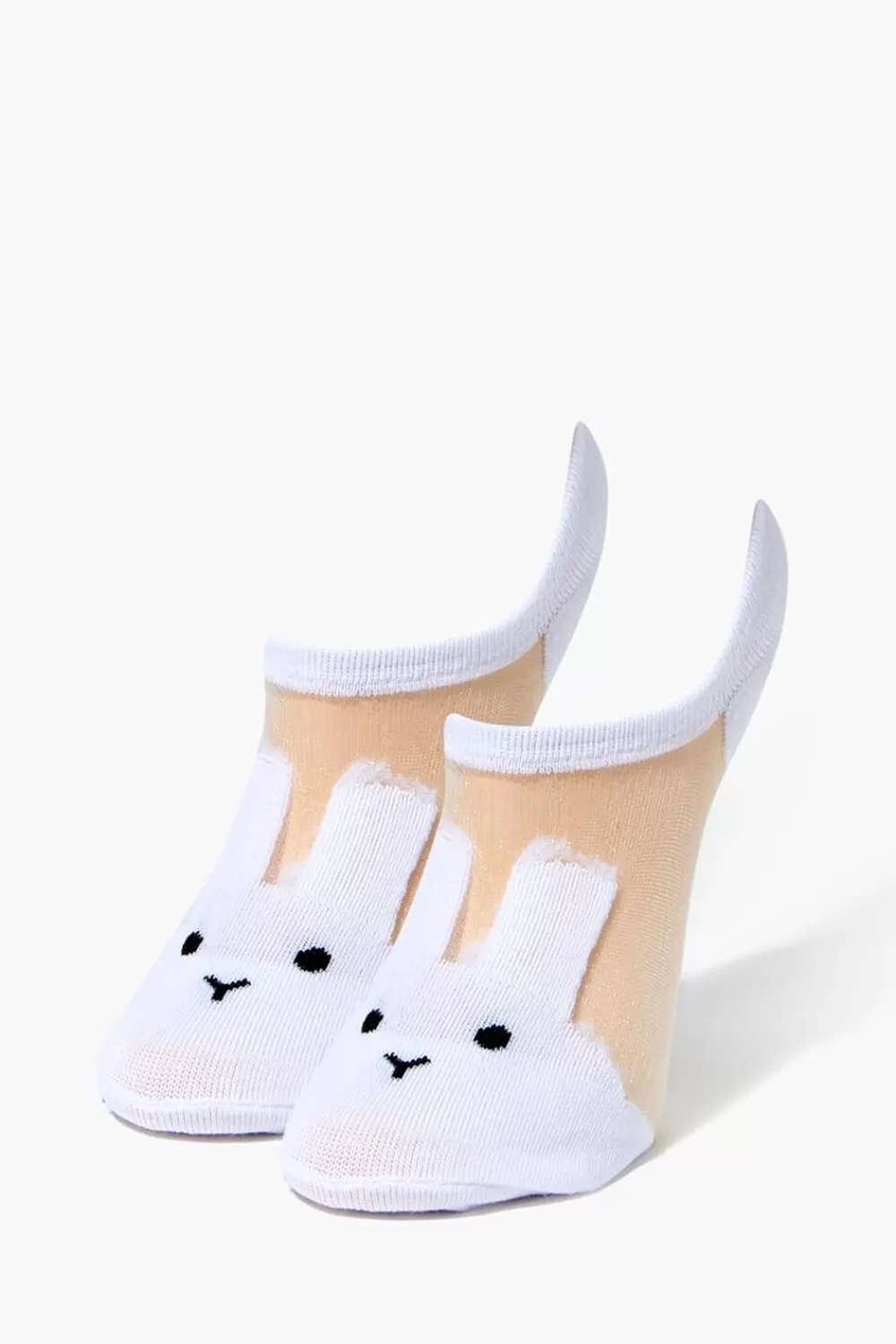 Socks + Tights>Forever 21 Sheer Bunny Ankle Socks White/Multi