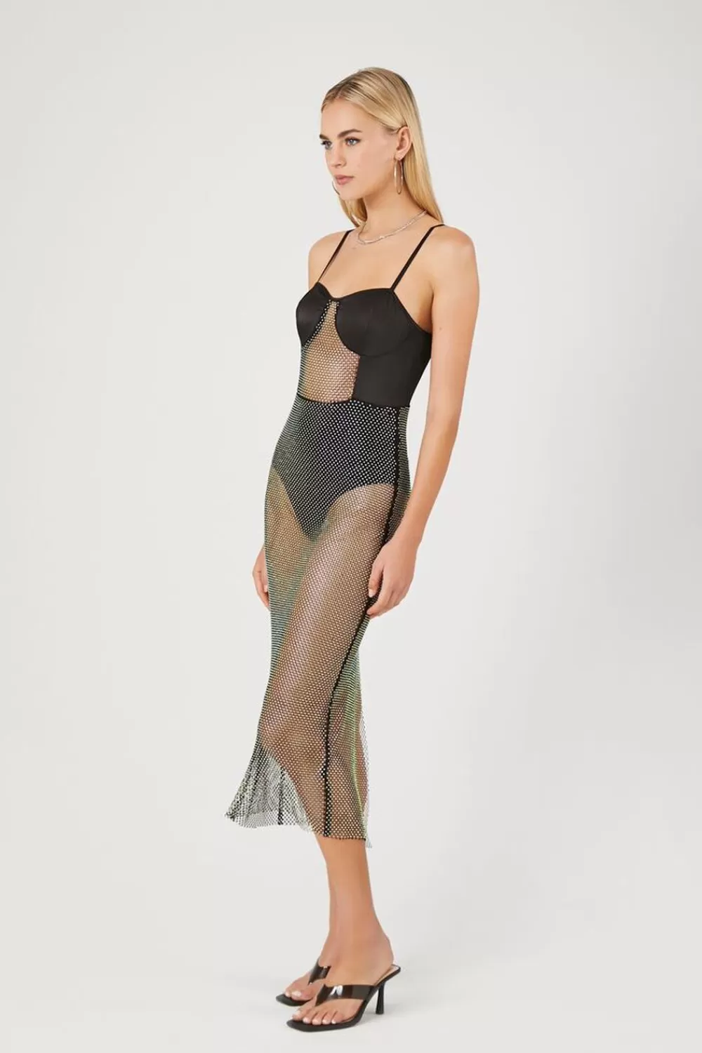 Forever 21 Sheer Rhinestone Cami Midi Dress | Women Dresses