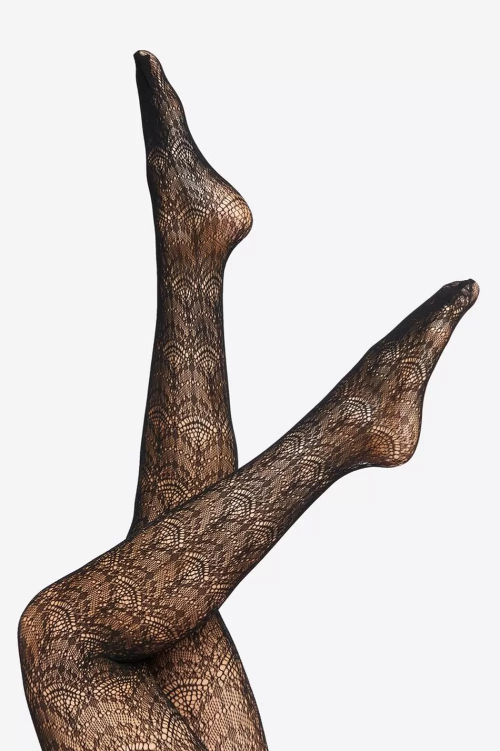 Socks + Tights>Forever 21 Sheer Scalloped Tights Black