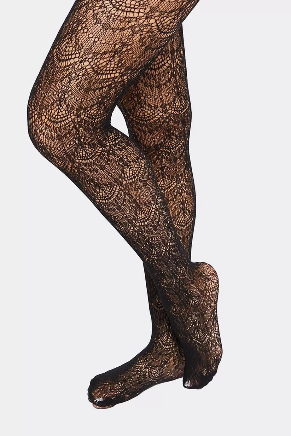 Socks + Tights>Forever 21 Sheer Scalloped Tights Black