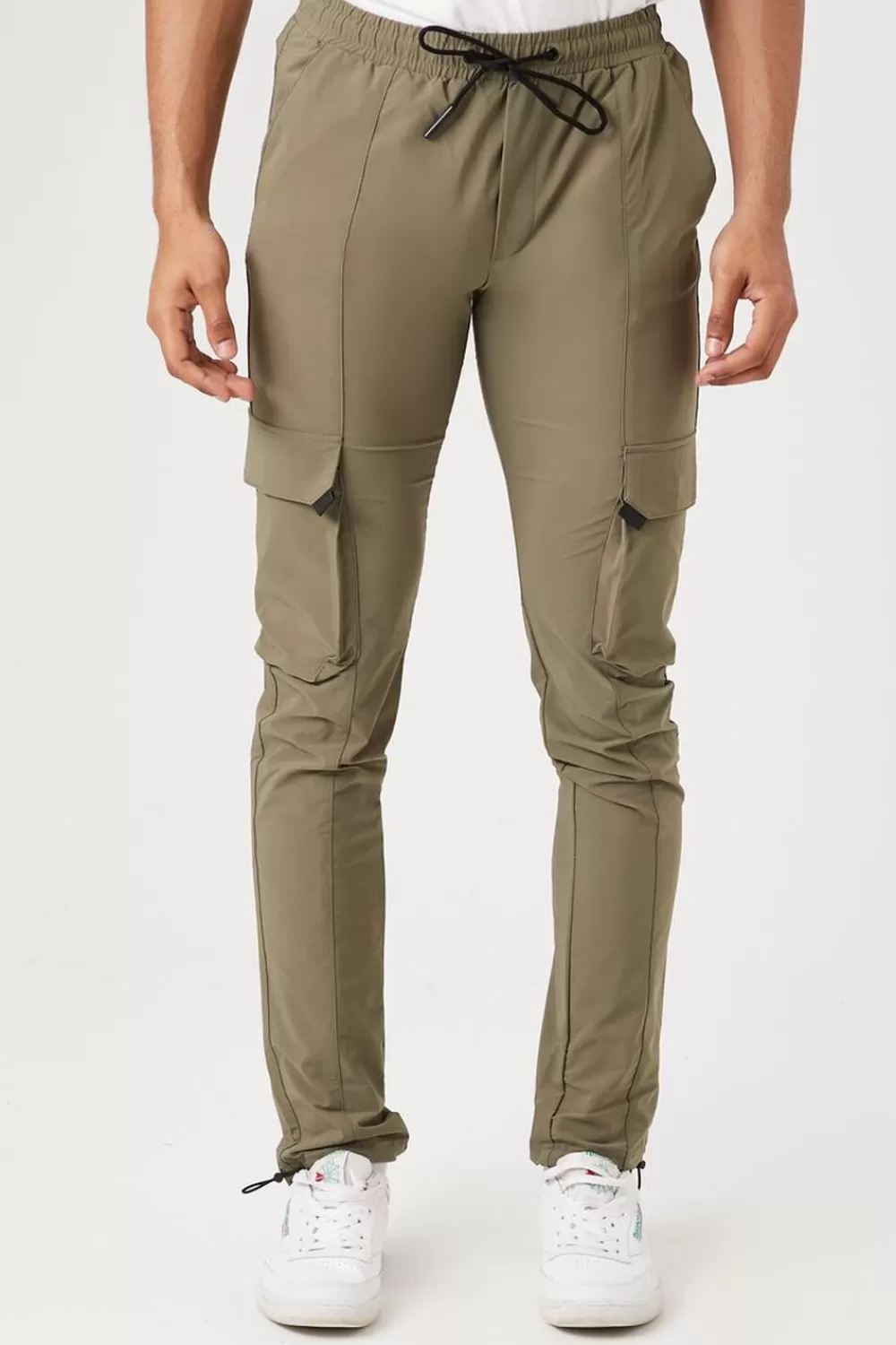 Bottoms>Forever 21 Skinny Drawstring Joggers Olive