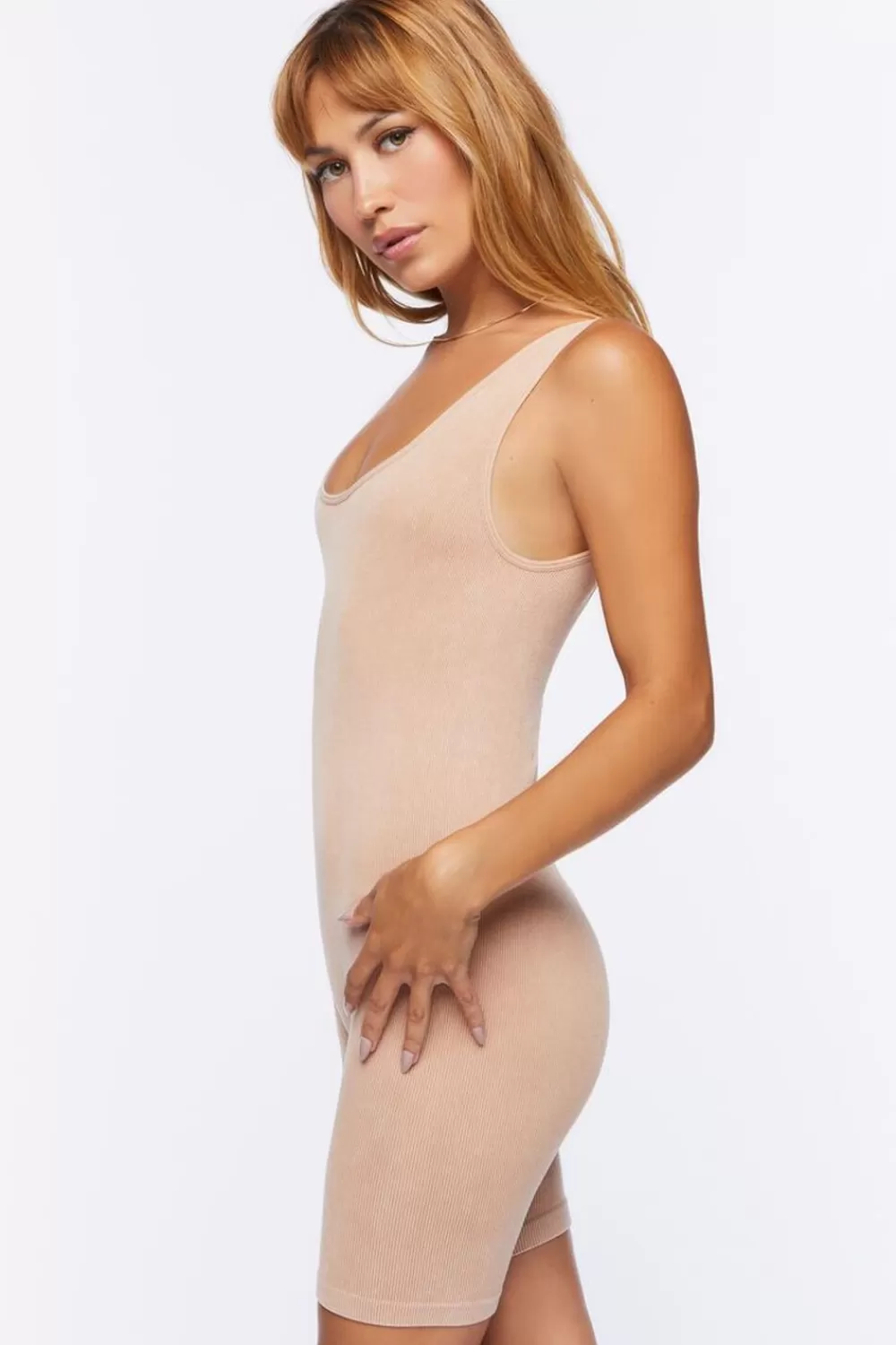 Rompers + Jumpsuits>Forever 21 Sleeveless Fitted Romper Walnut