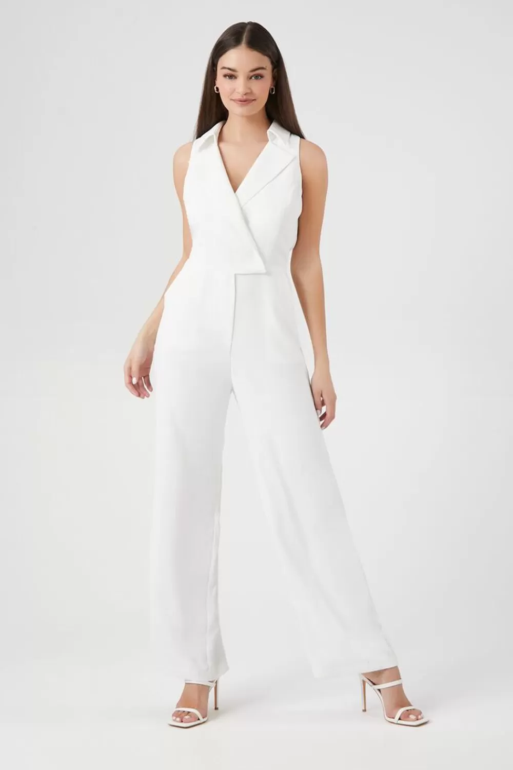 Rompers + Jumpsuits>Forever 21 Sleeveless Wide-Leg Jumpsuit Ivory