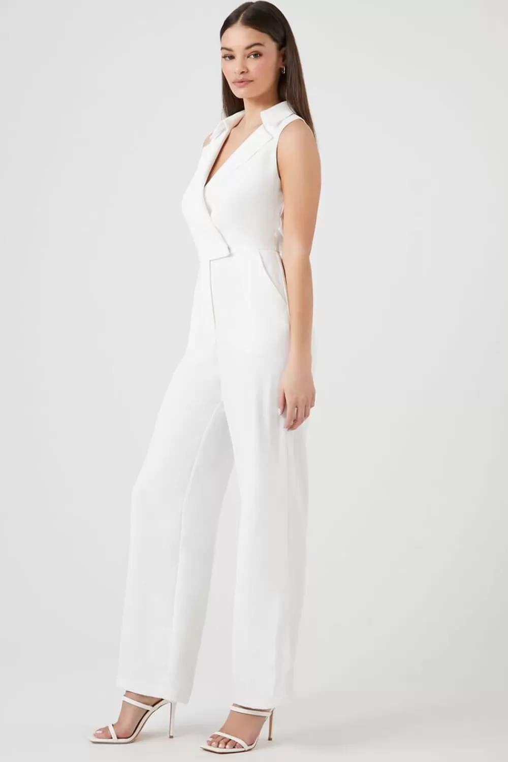 Rompers + Jumpsuits>Forever 21 Sleeveless Wide-Leg Jumpsuit Ivory