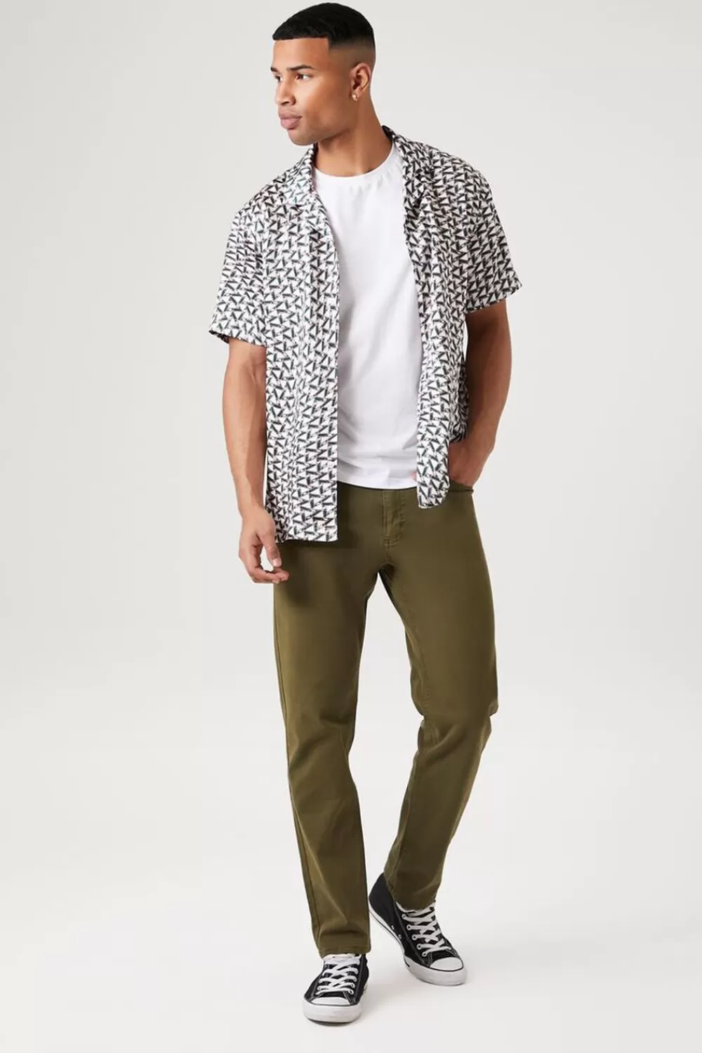 Bottoms>Forever 21 Slim Mid-Rise Pants Olive