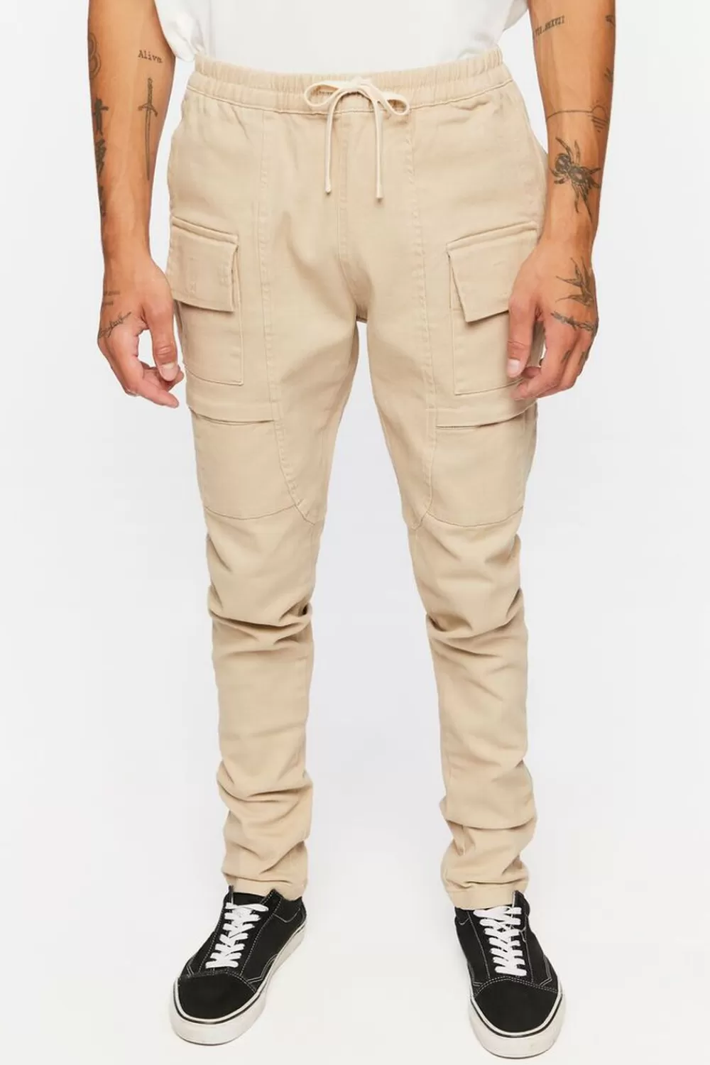 Bottoms>Forever 21 Slim-Fit Drawstring Pants Taupe