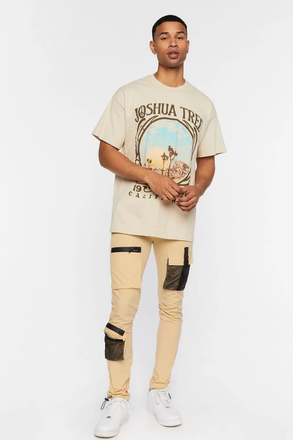 Bottoms>Forever 21 Slim-Fit Drawstring Utility Joggers Khaki