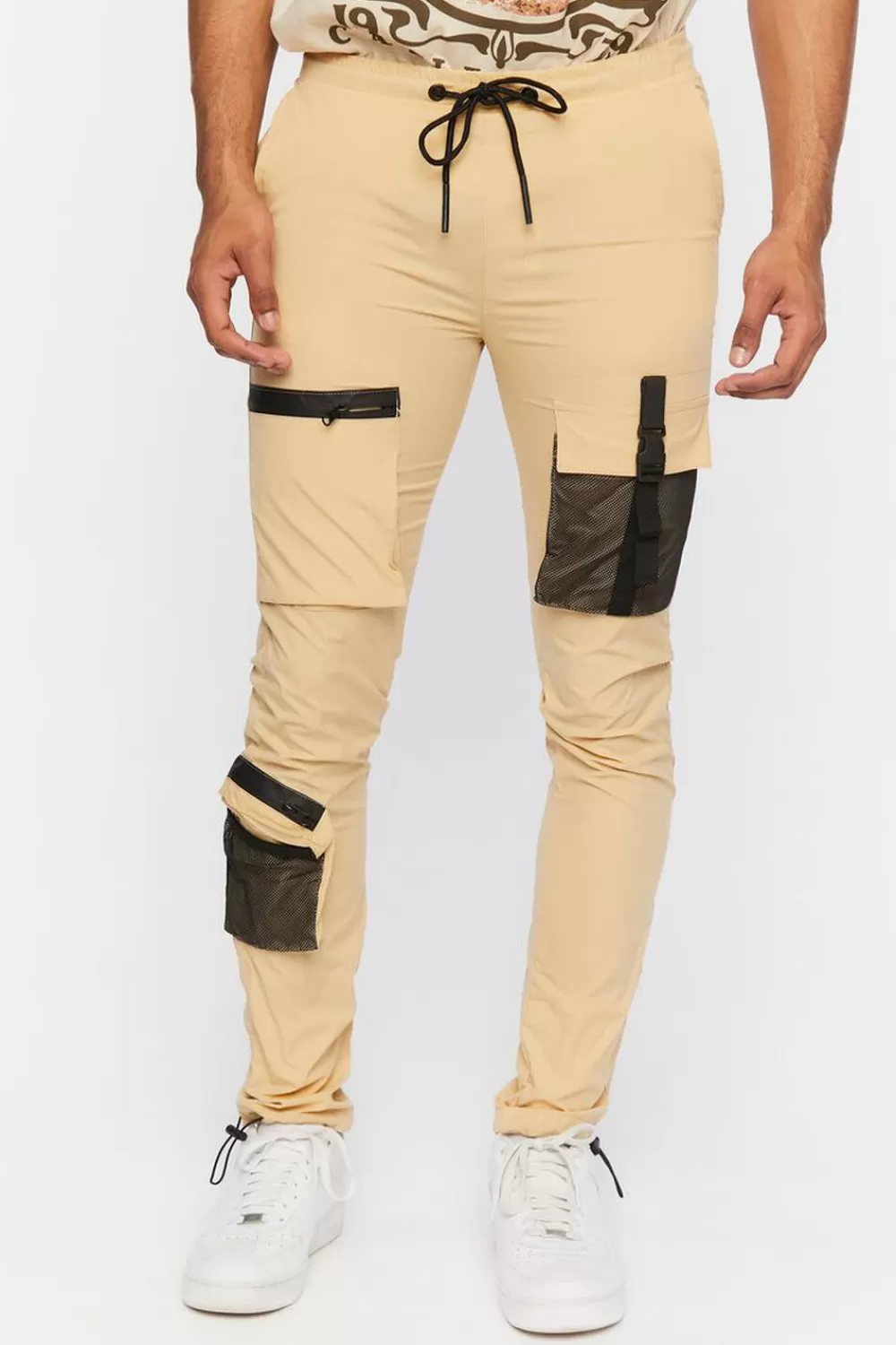 Bottoms>Forever 21 Slim-Fit Drawstring Utility Joggers Khaki