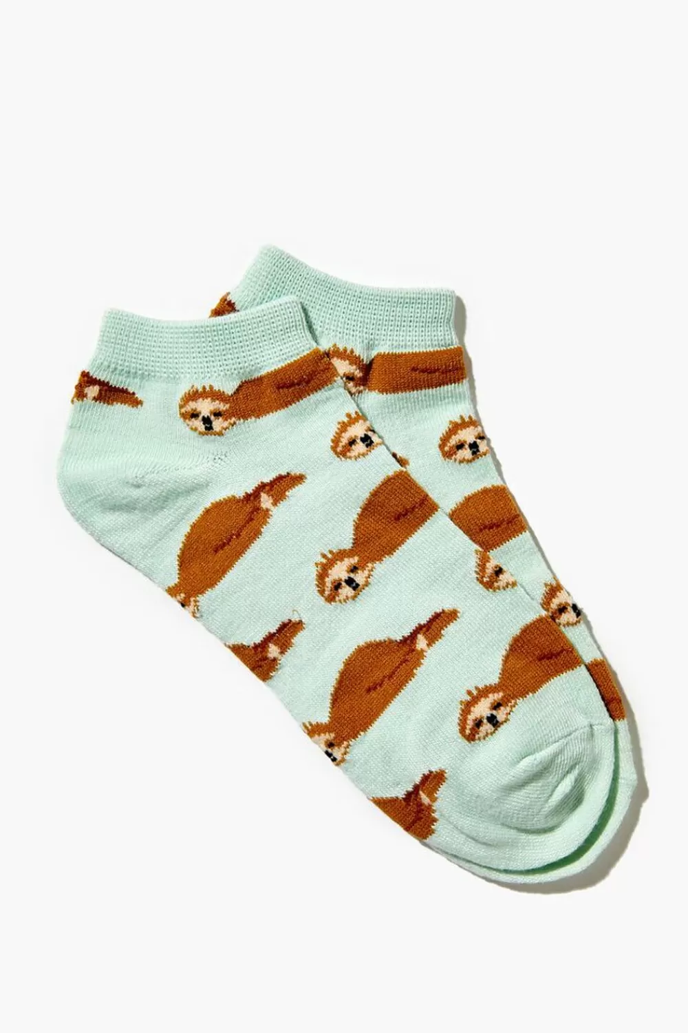 Socks + Tights>Forever 21 Sloth Print Ankle Socks Mint/Multi