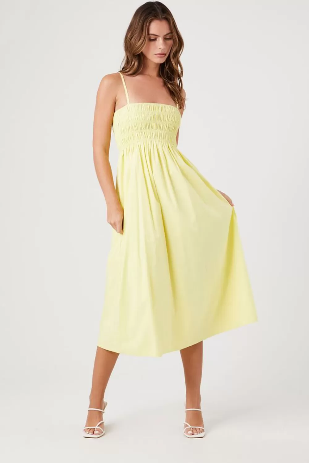 Forever 21 Smocked Poplin Midi Dress | Women Dresses