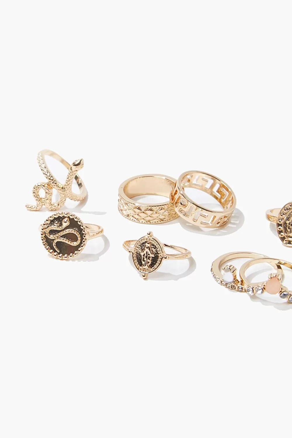 Rings>Forever 21 Snake Charm Ring Set Gold