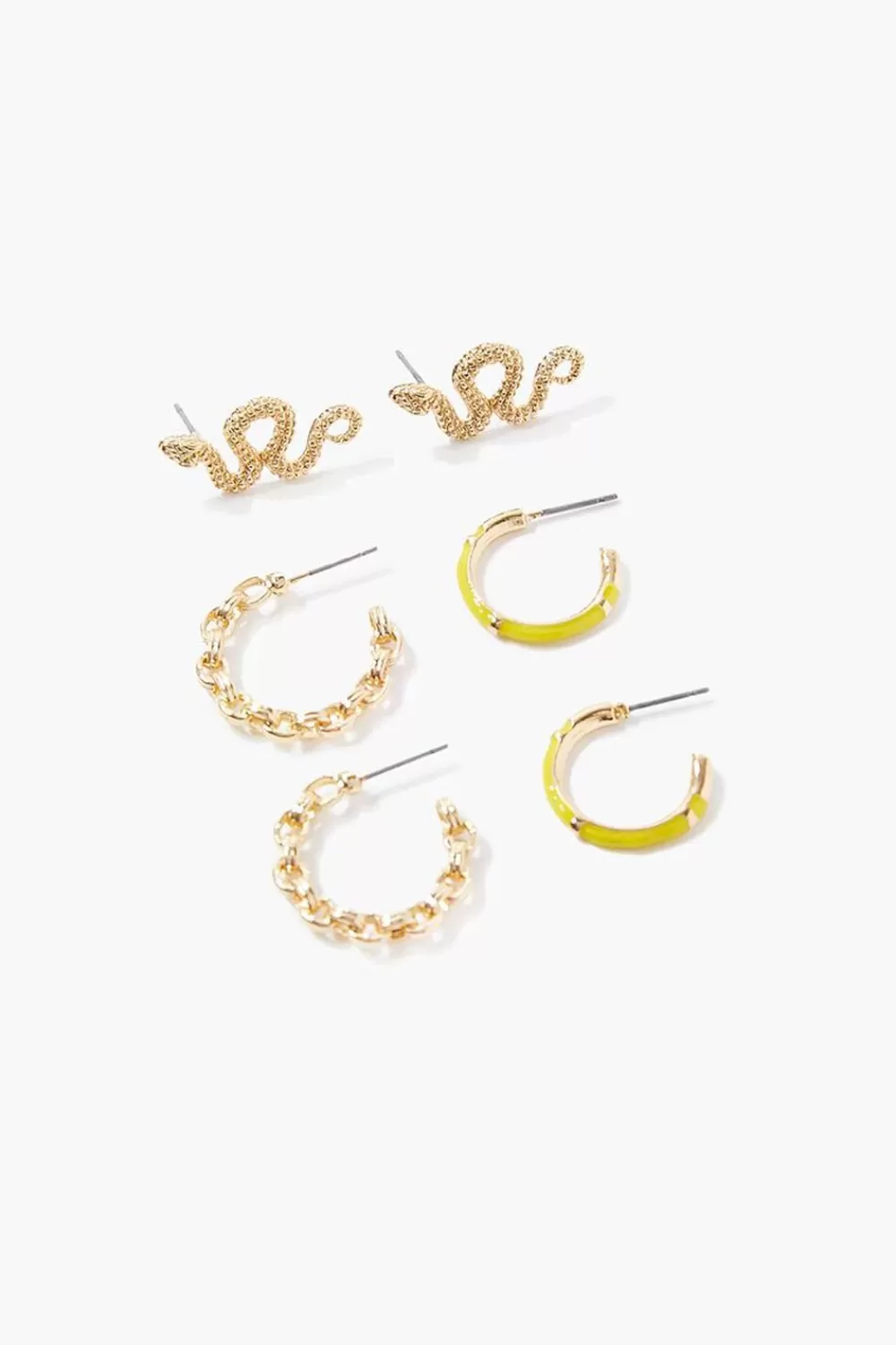 Earrings>Forever 21 Snake Drop & Hoop Earring Set Gold/Yellow