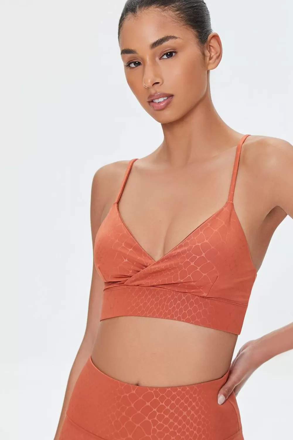 Activewear>Forever 21 Snake Print Sports Bra Auburn/Auburn