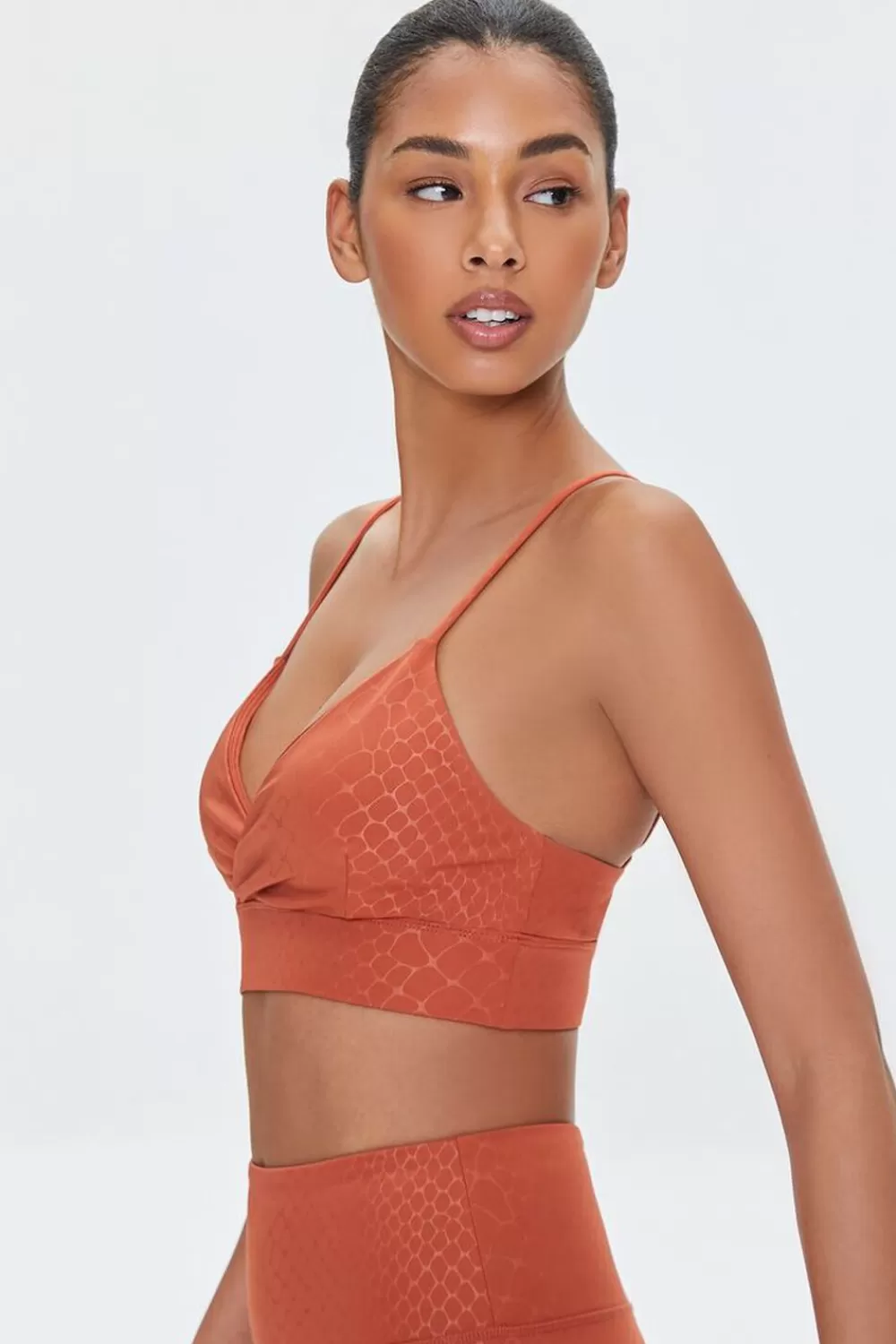 Activewear>Forever 21 Snake Print Sports Bra Auburn/Auburn