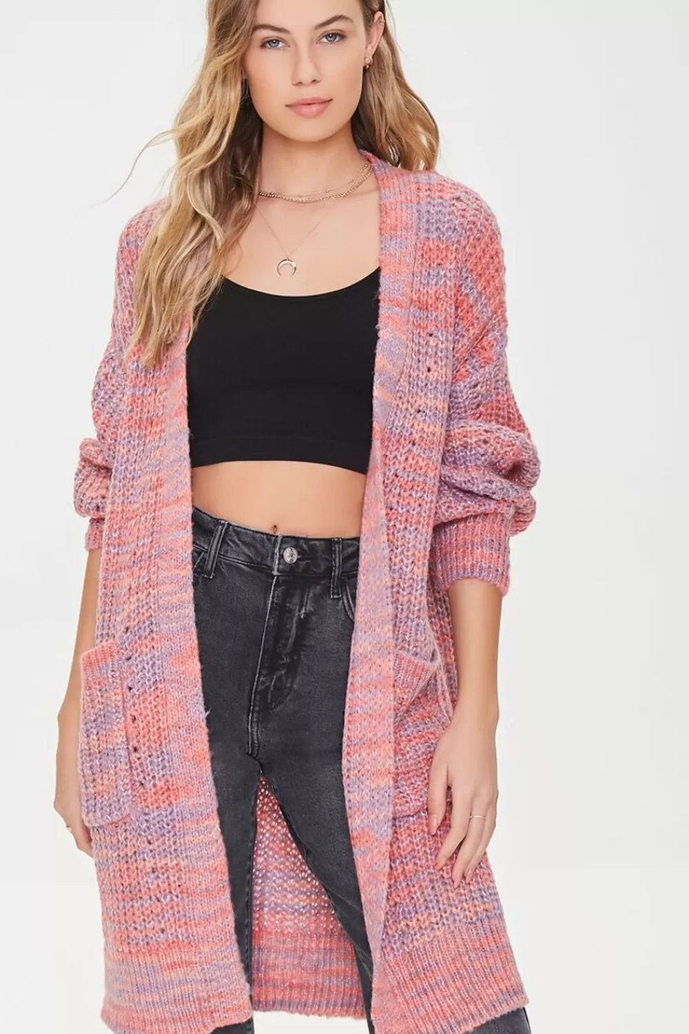 Forever 21 Space Dye Longline Cardigan Sweater | Women Tops