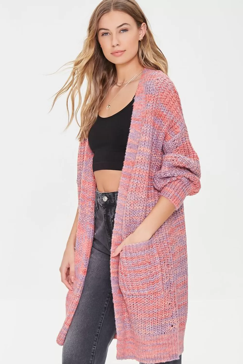 Forever 21 Space Dye Longline Cardigan Sweater | Women Tops