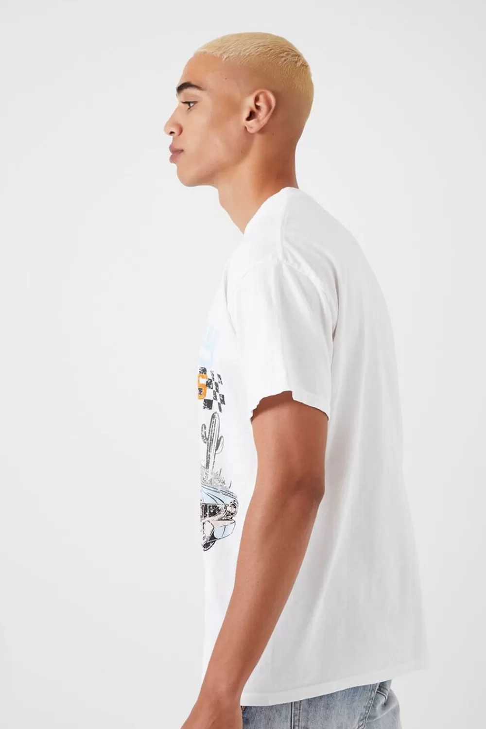 Graphic Tees>Forever 21 Speedway Graphic Tee White/Multi