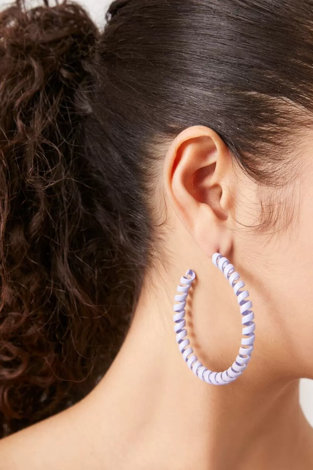 Earrings>Forever 21 Spiral Hoop Earrings Purple