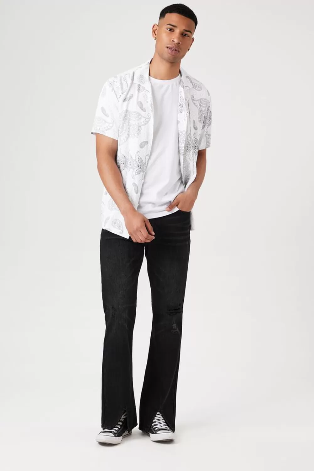 Jeans + Denim>Forever 21 Split-Hem Flare Jeans Black