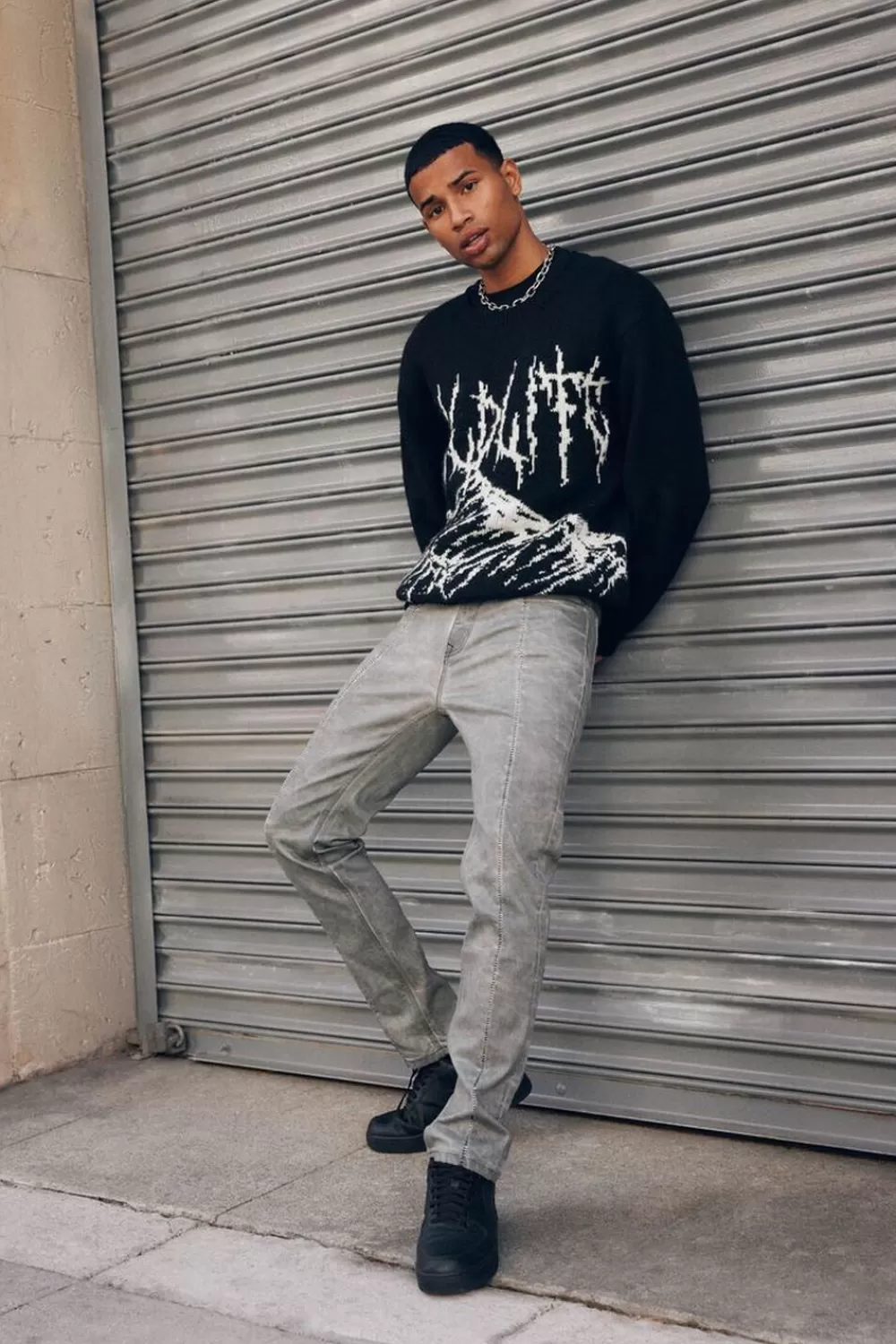 Jeans + Denim>Forever 21 Split-Hem Slim-Fit Jeans Grey