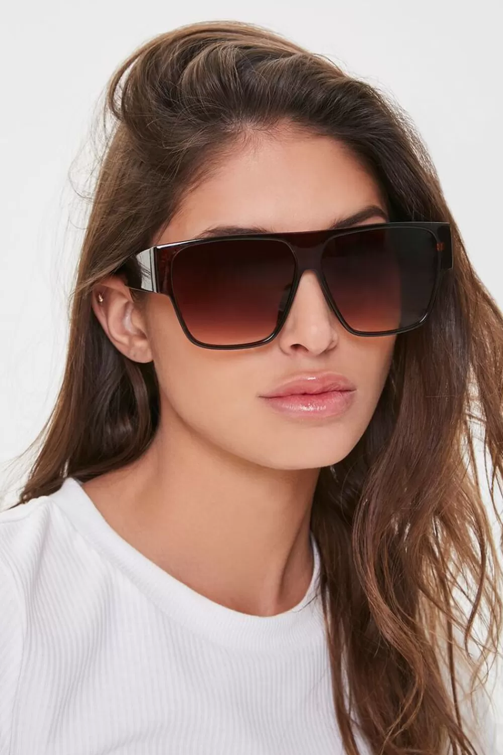 Swimwear>Forever 21 Square Frame Sunglasses Brown/Brown