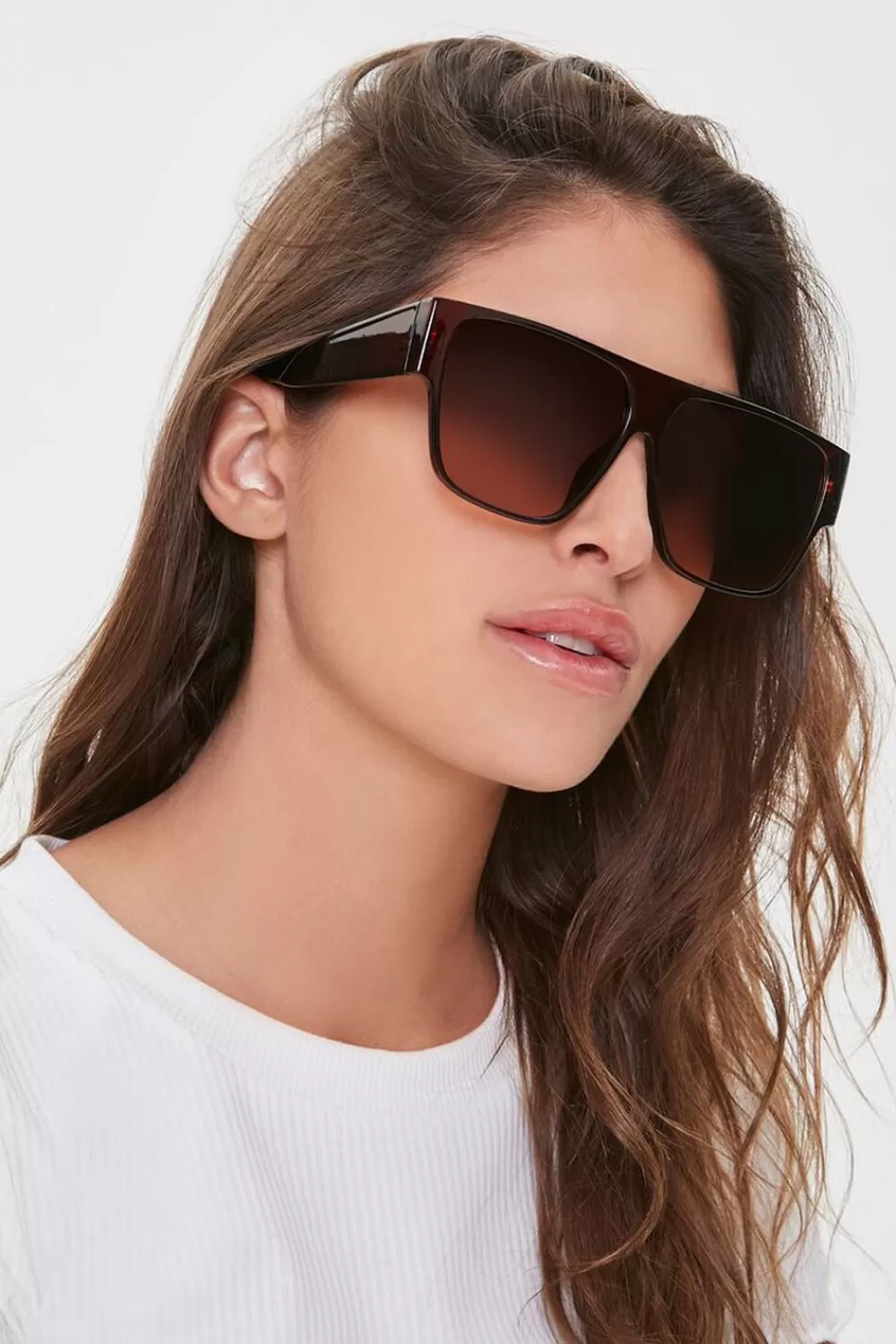 Swimwear>Forever 21 Square Frame Sunglasses Brown/Brown