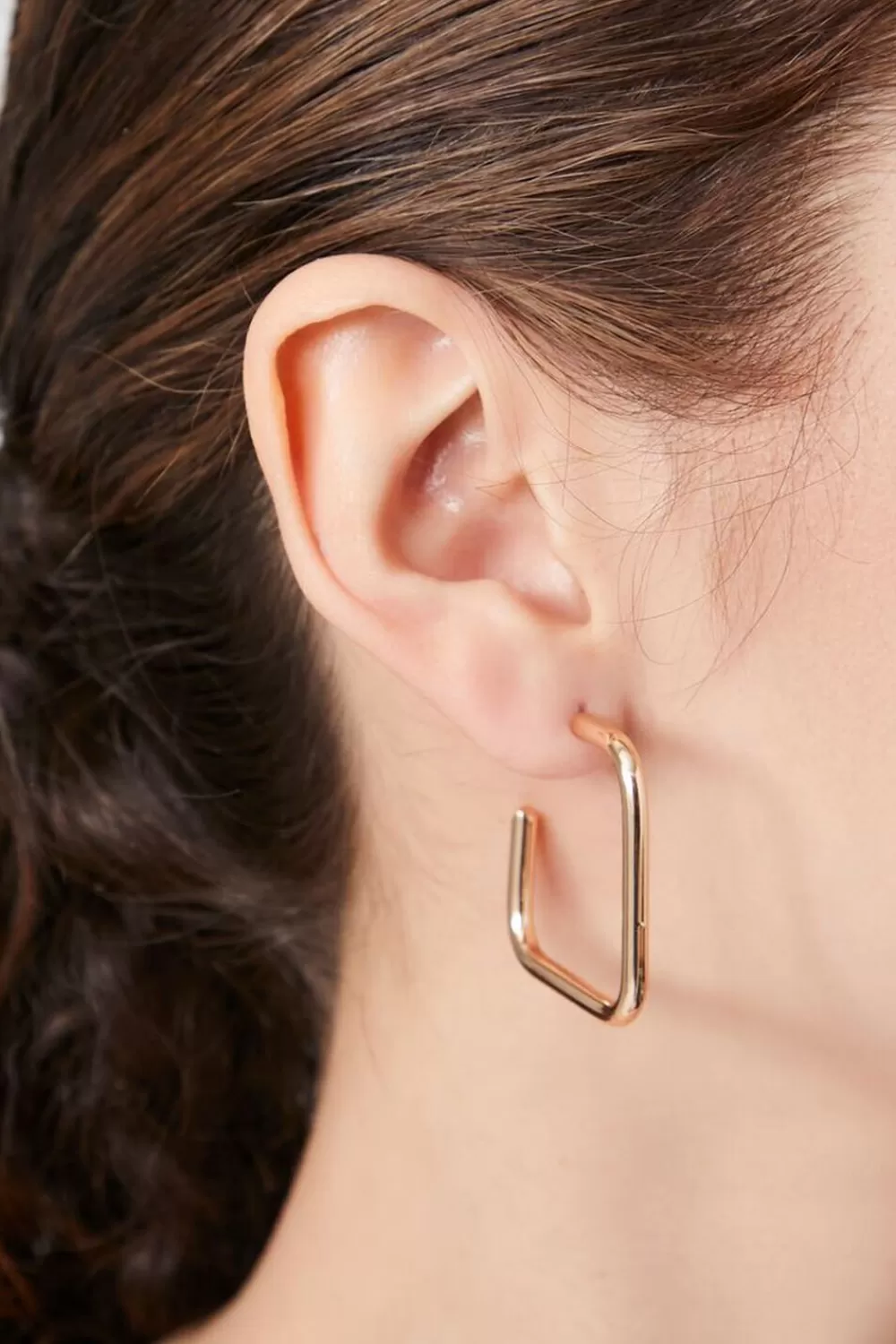 Earrings>Forever 21 Square Hoop Earrings Gold