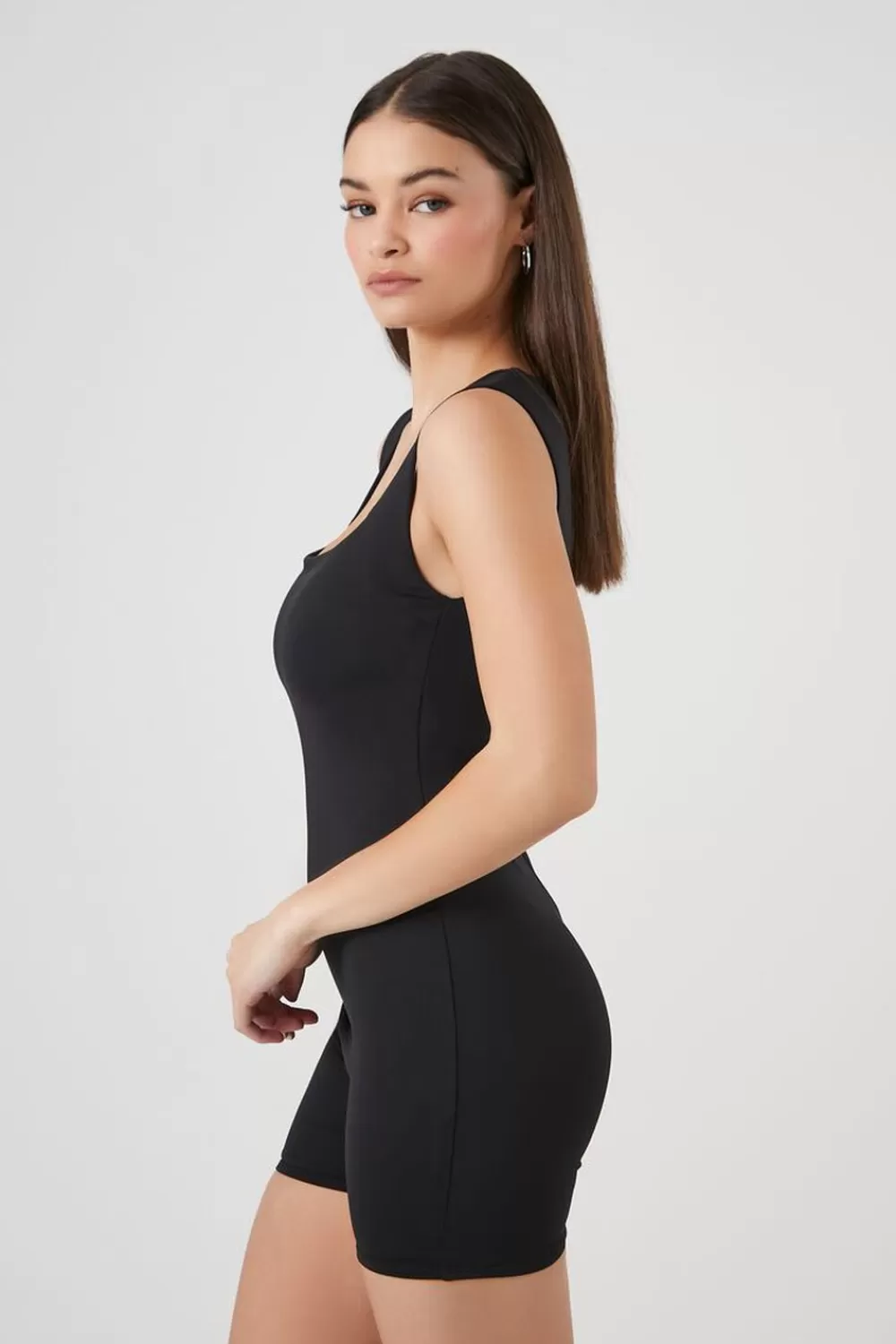 Rompers + Jumpsuits>Forever 21 Square-Neck Tank Romper Black