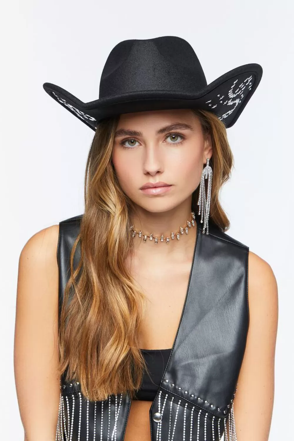 Hats + Beanies>Forever 21 Star-Studded Cowboy Hat