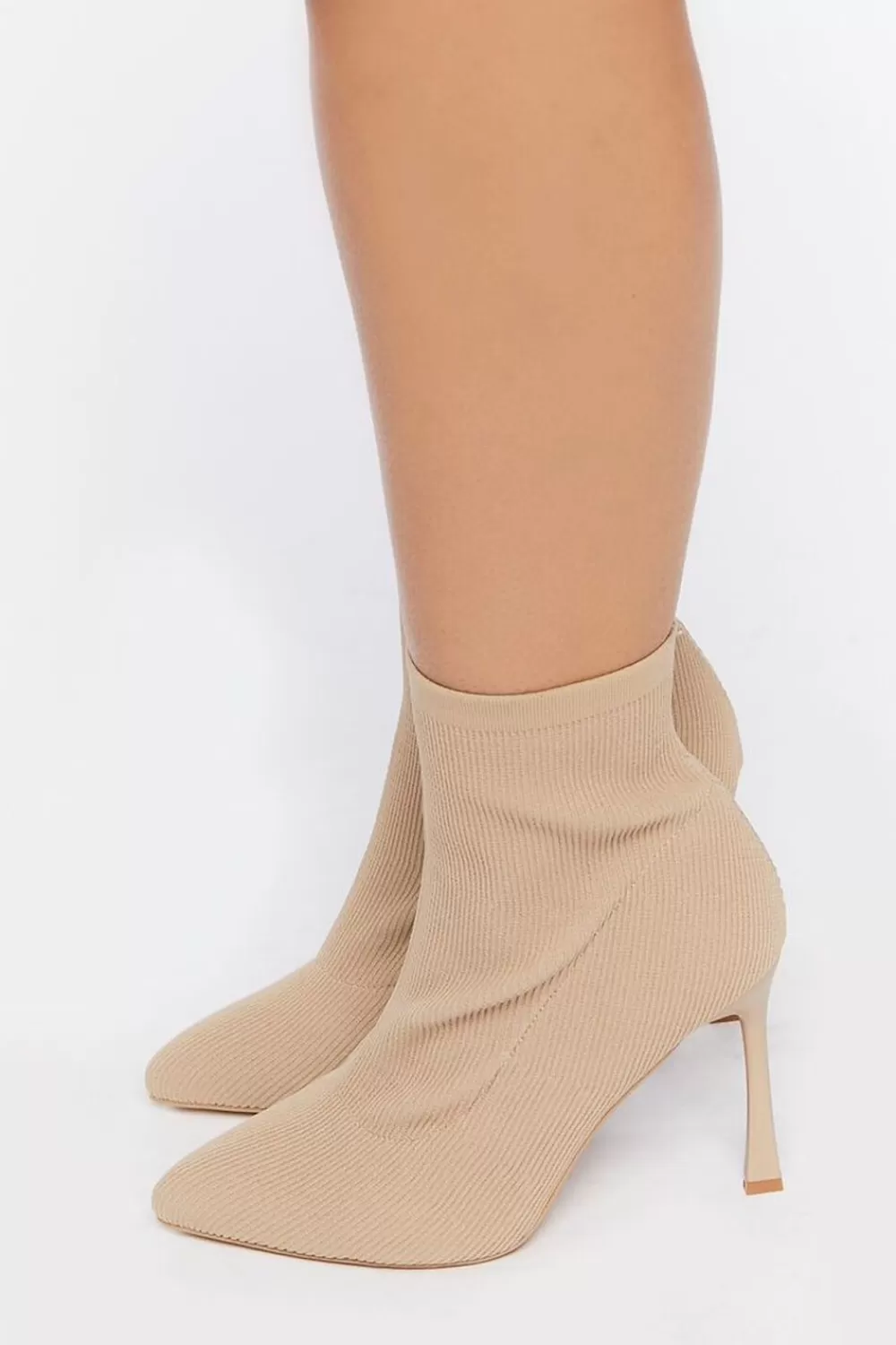 Boots + Booties>Forever 21 Stiletto Sock Booties (Wide) Taupe
