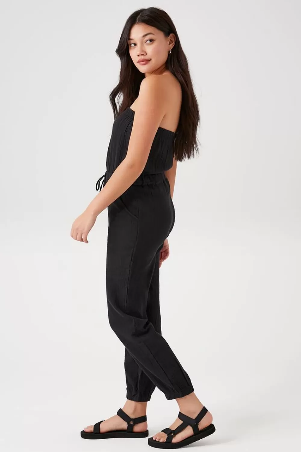 Rompers + Jumpsuits>Forever 21 Strapless Drawstring Jumpsuit Black