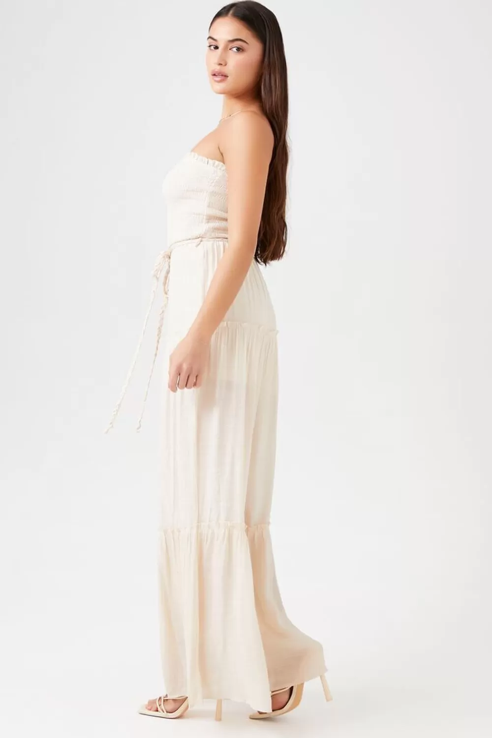 Rompers + Jumpsuits>Forever 21 Strapless Wide-Leg Jumpsuit Natural