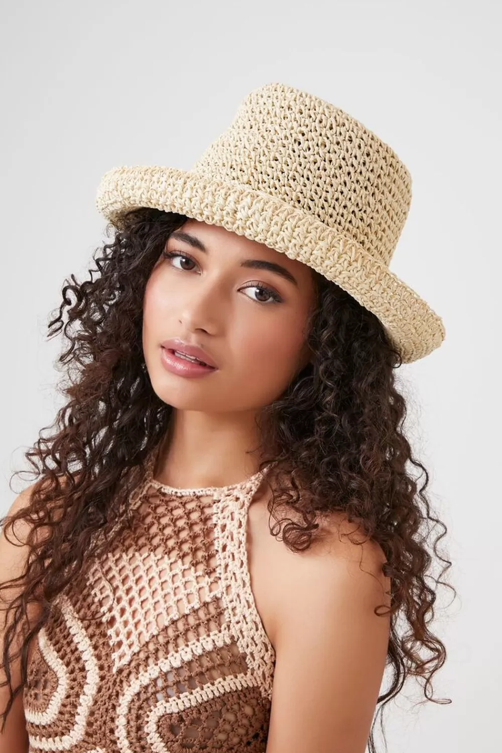 Hats + Beanies>Forever 21 Straw Bucket Hat Natural