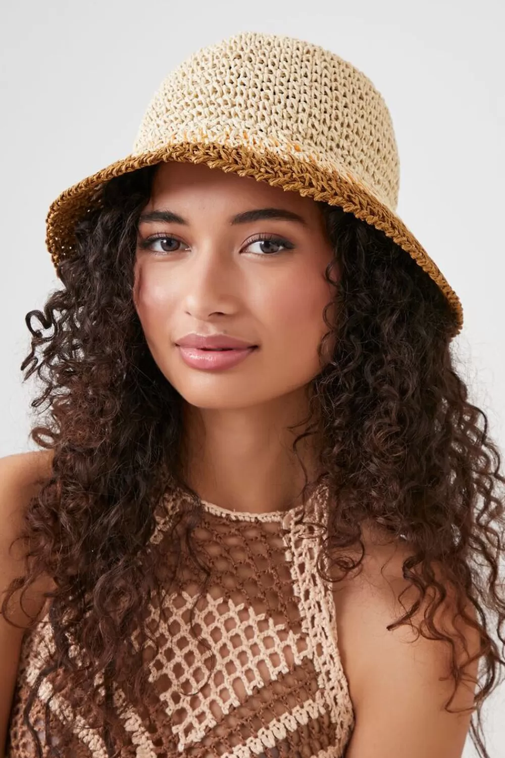 Hats + Beanies>Forever 21 Straw Bucket Hat Natural/Brown