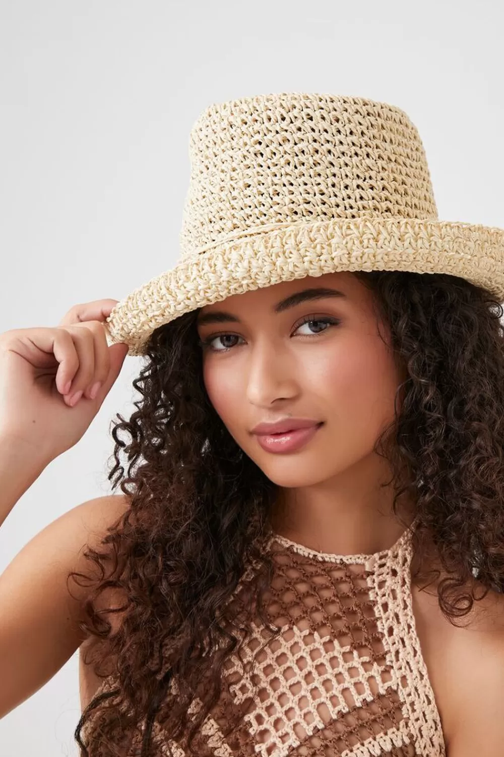Hats + Beanies>Forever 21 Straw Bucket Hat Natural