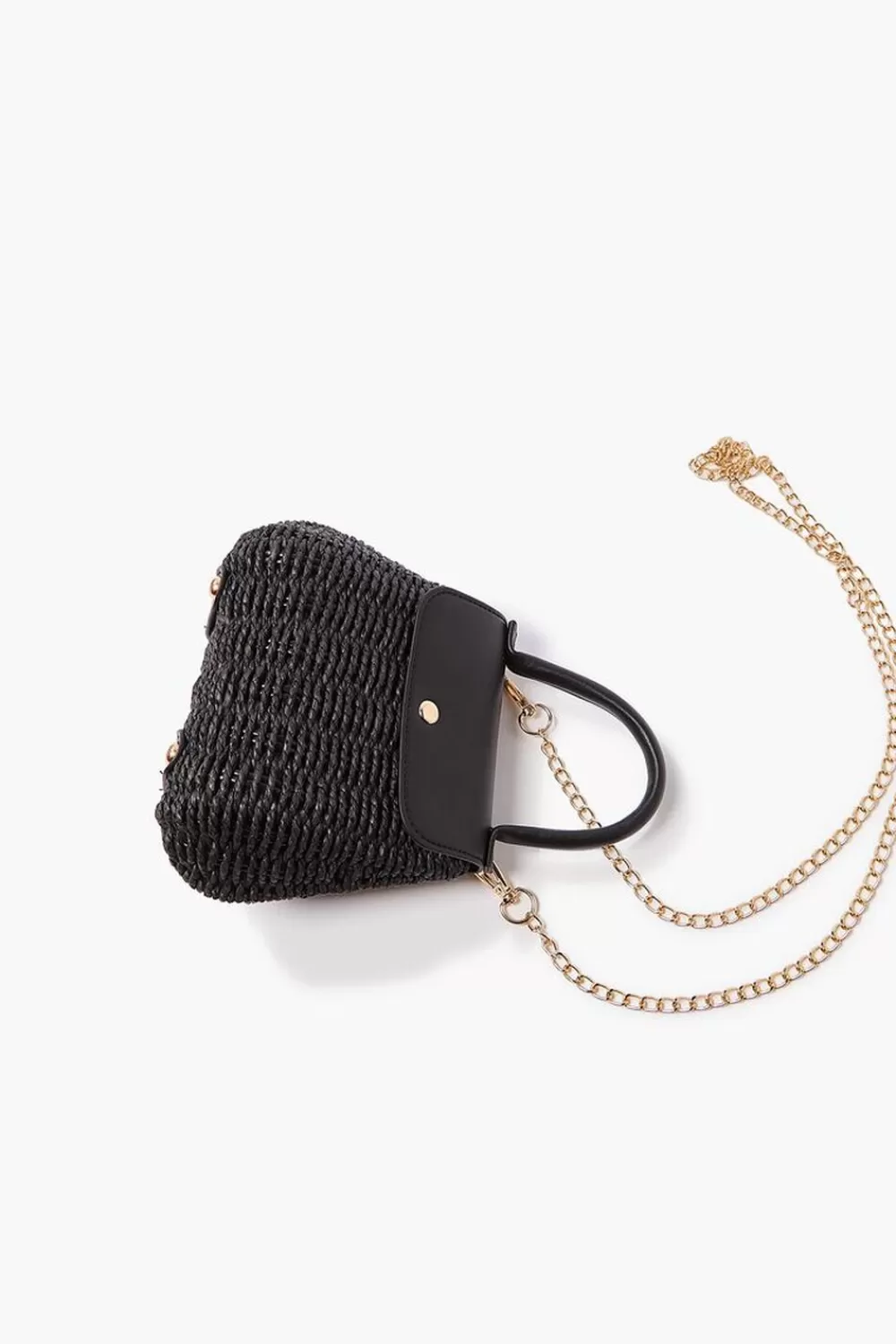 Bags + Backpacks>Forever 21 Straw Chain Crossbody Bag Black