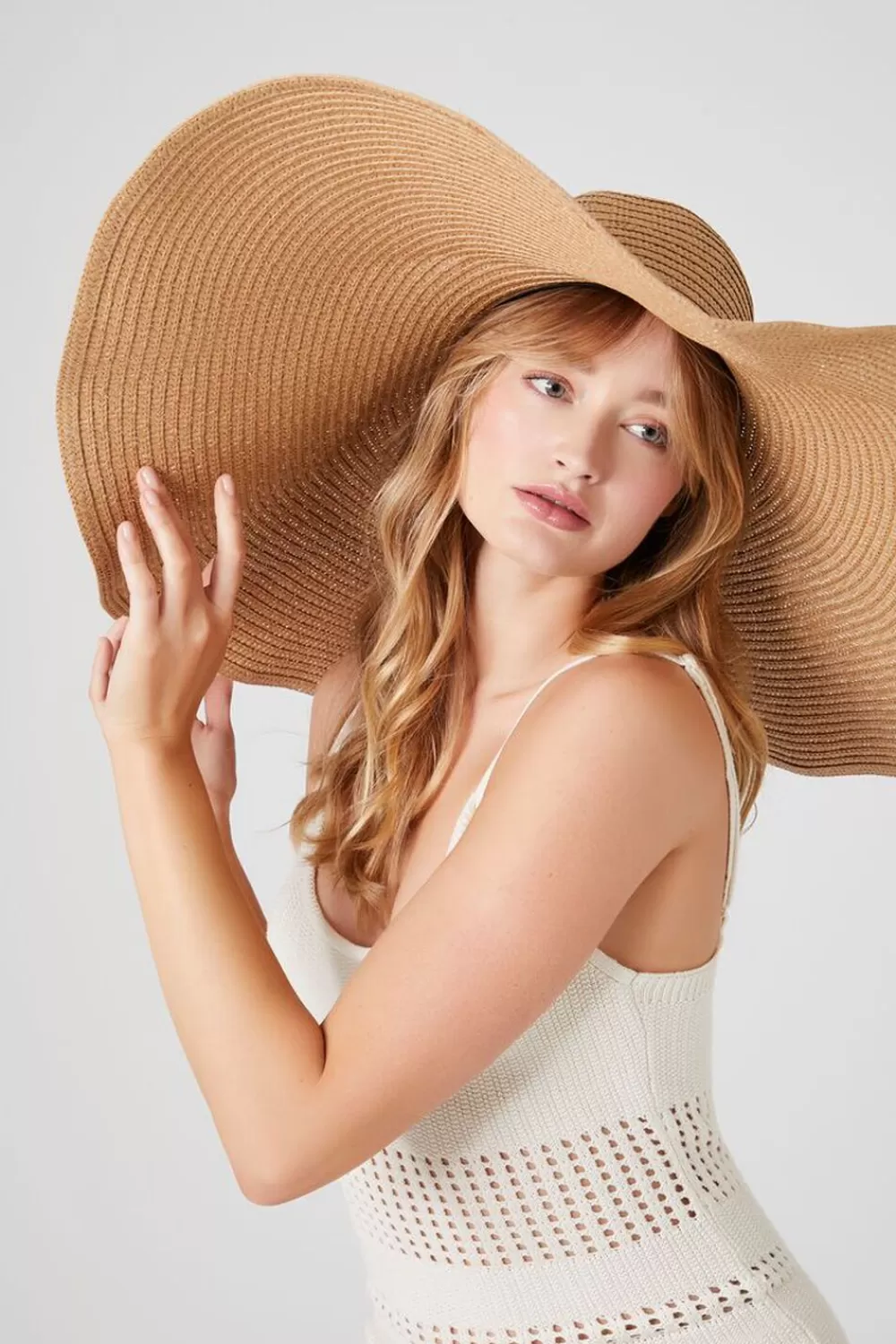 Hats + Beanies>Forever 21 Straw Floppy Hat Tan
