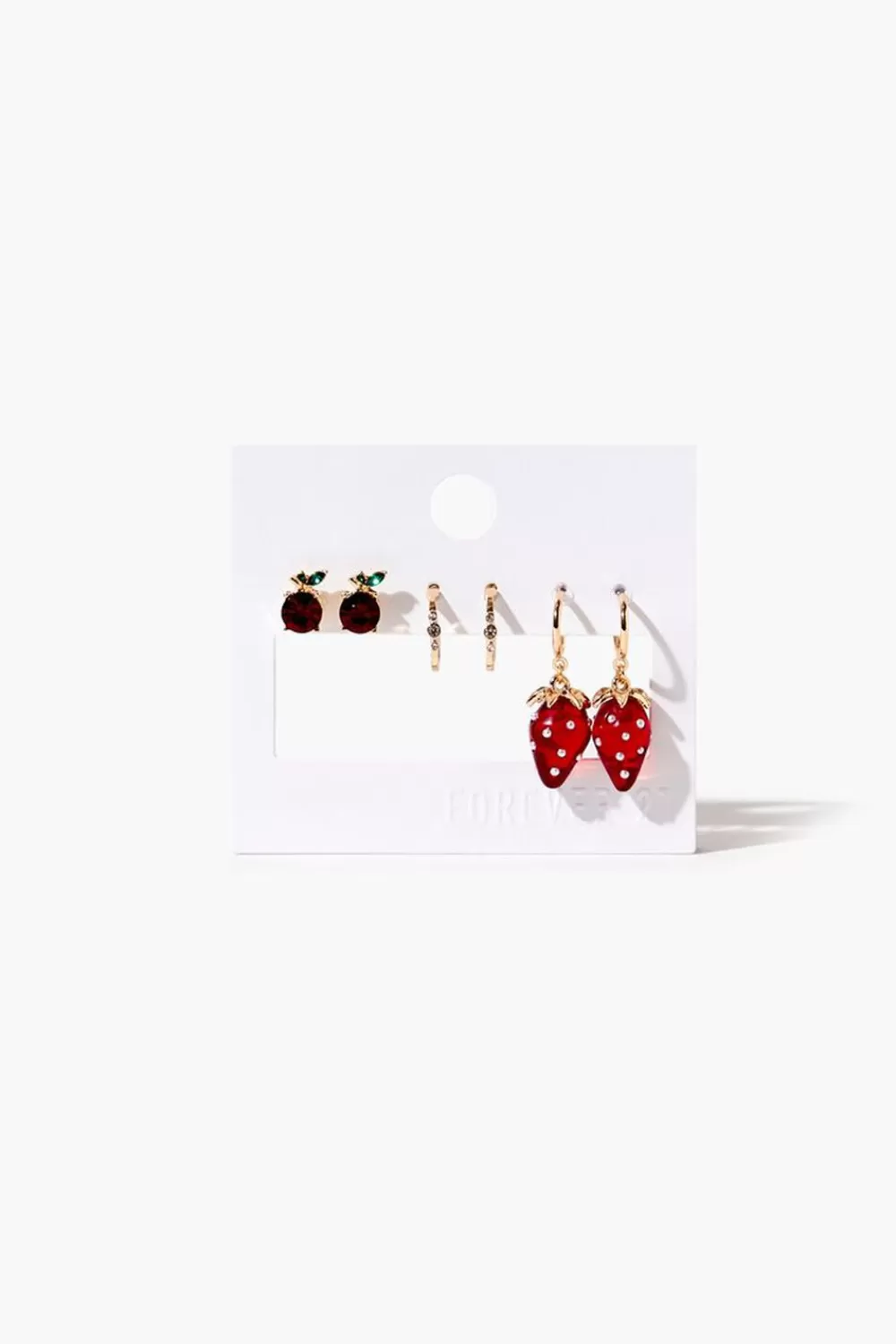 Earrings>Forever 21 Strawberry Drop Earring Set Gold/Red