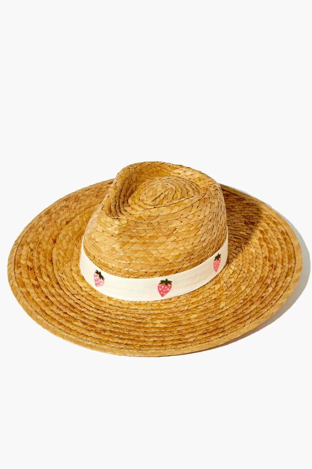 Hats + Beanies>Forever 21 Strawberry-Trim Straw Fedora Natural/Multi