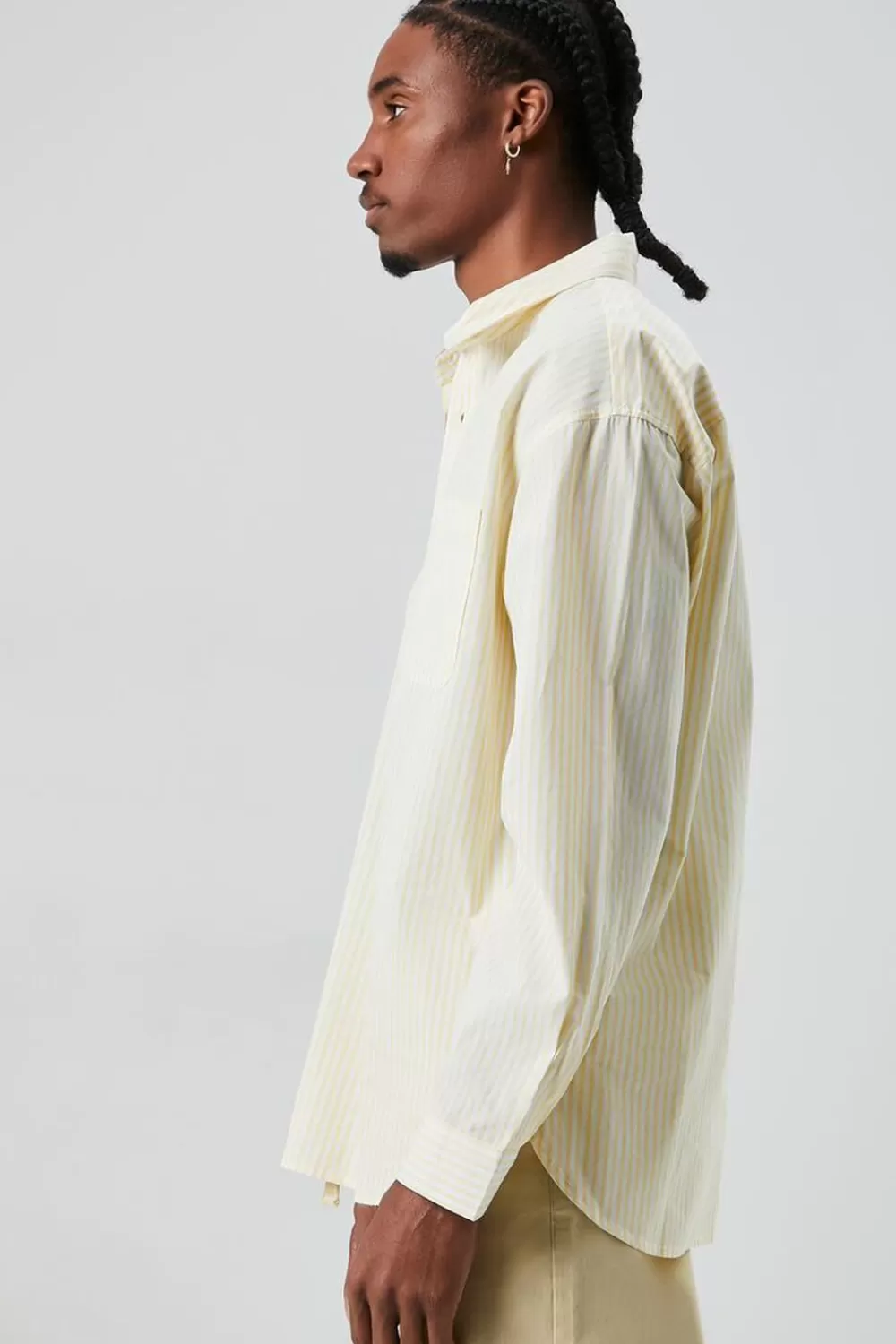 Shirts>Forever 21 Striped Button-Front Shirt Yellow/White