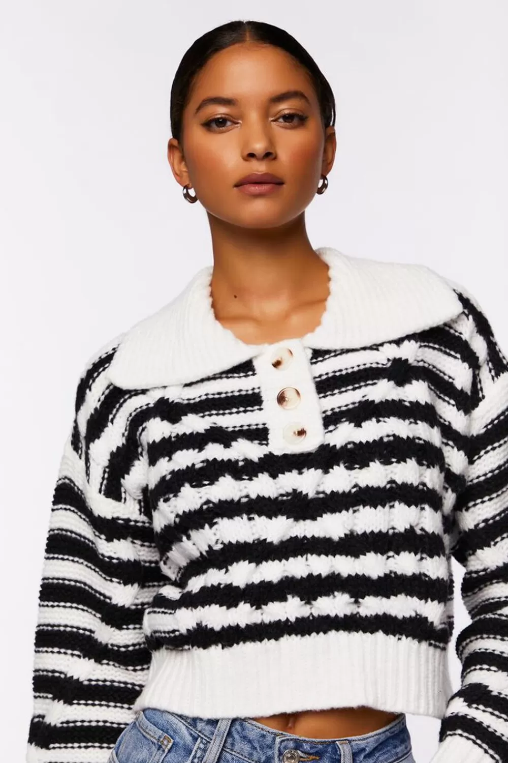 Forever 21 Striped Chelsea Collar Sweater | Women Tops