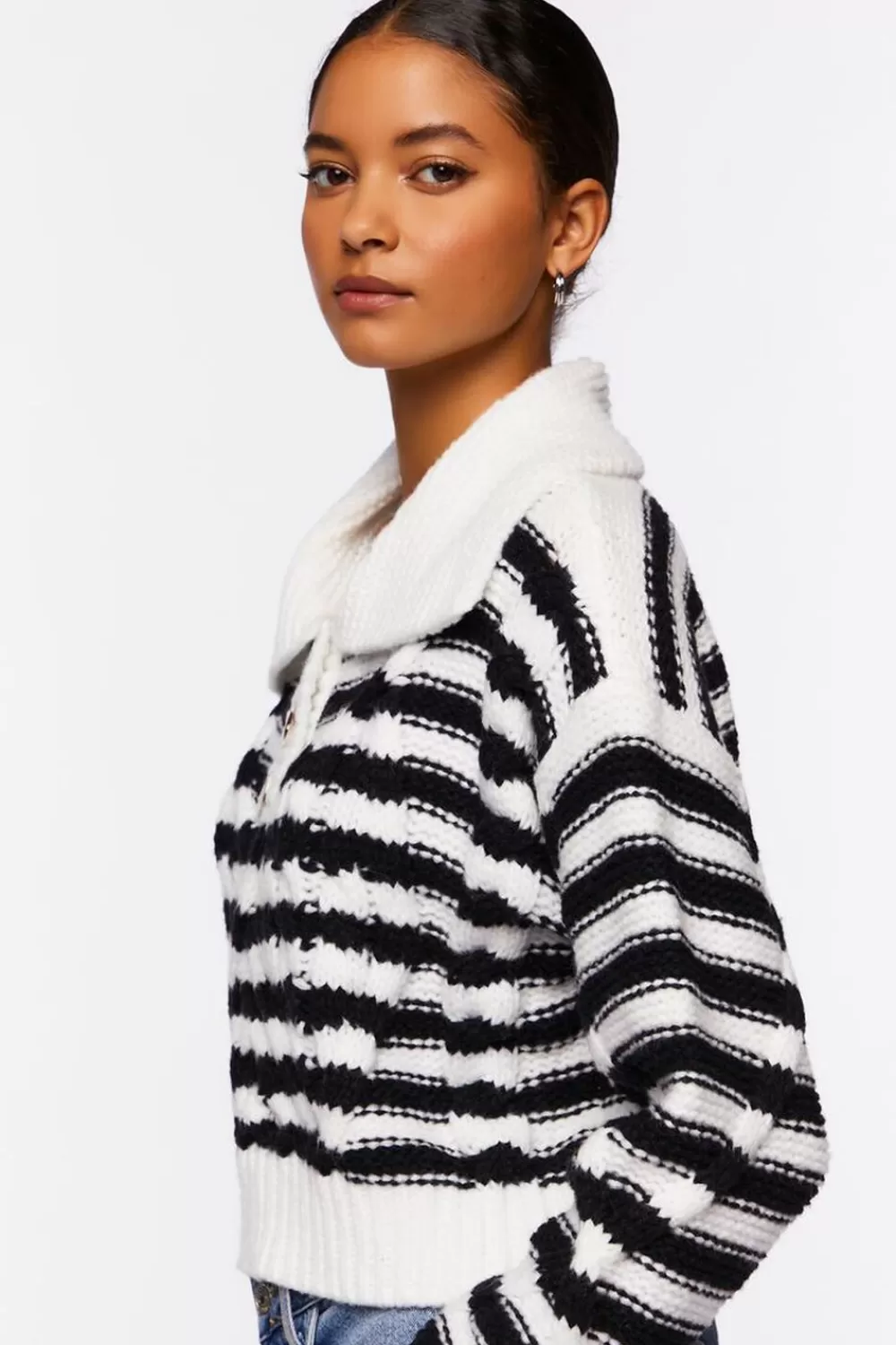 Forever 21 Striped Chelsea Collar Sweater | Women Tops