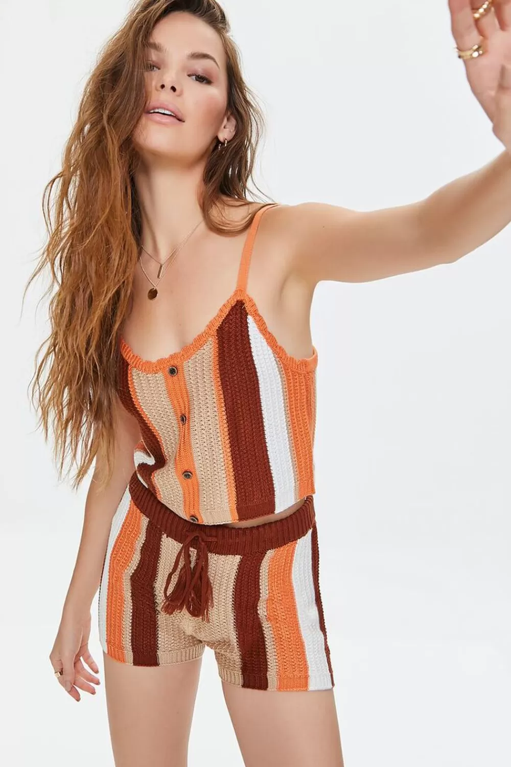 Forever 21 Striped Crochet Cami & Shorts Set | Women Dresses